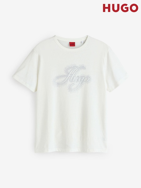 Natural - Hugo Script Logo T-shirt