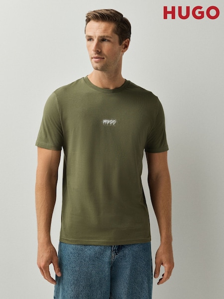 أخضر - Regular Hugo Relaxed Fit Logo T-shirt