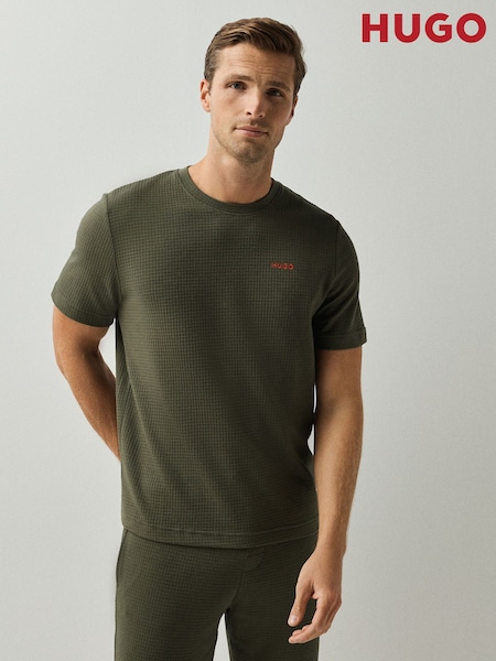 Green - Regular Hugo Austin Waffle Texture Logo T-shirt