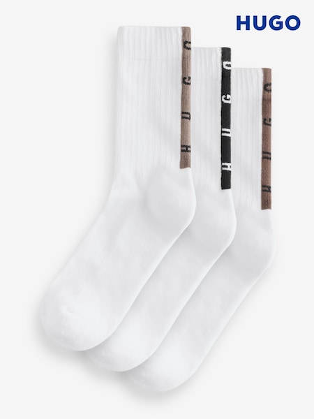 Natural - Regular Hugo Tape Logo Socks 3 Pack