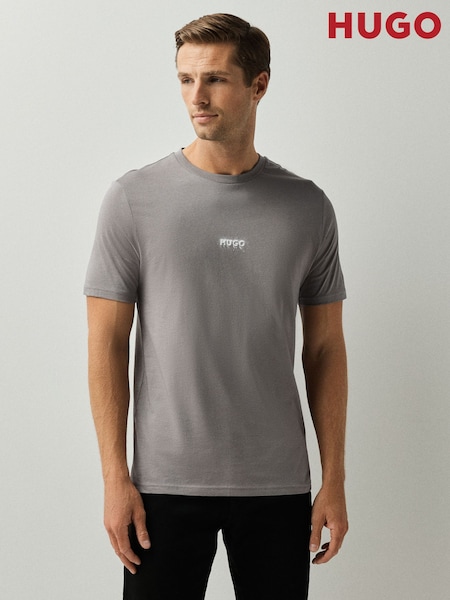 رمادي - Regular Hugo Relaxed Fit Logo T-shirt