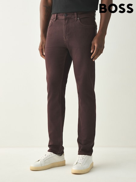 Brown - Regular Boss Slim Fit Delaware Stretch Jeans