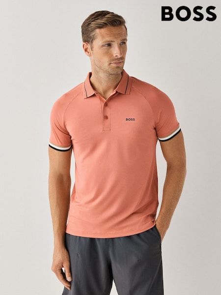 Ružová - Regular Boss Tipped Tennis Polo Shirt