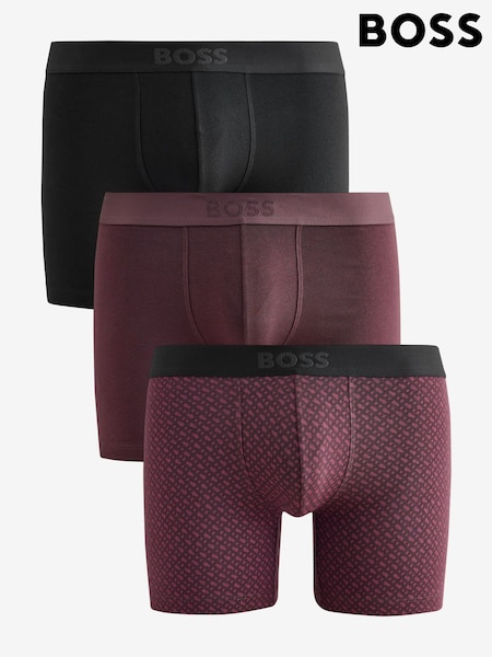 Бордовий червоний/чорний - Regular Boss One Logo Hipster Boxers 3 Pack