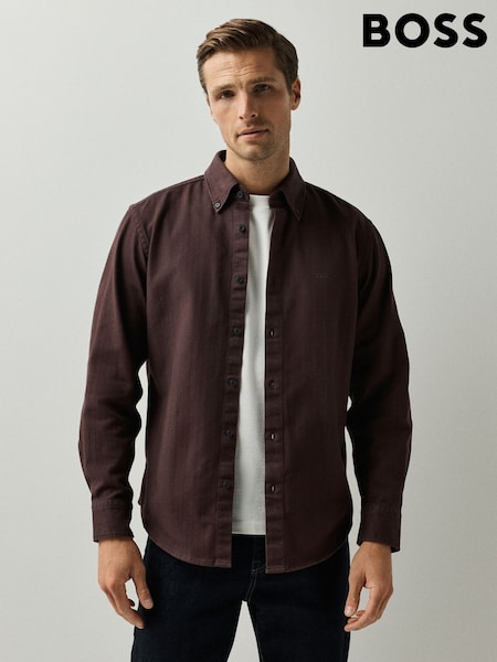 Brown - Regular Boss Ricoplus Regular Fit Oxford Shirt