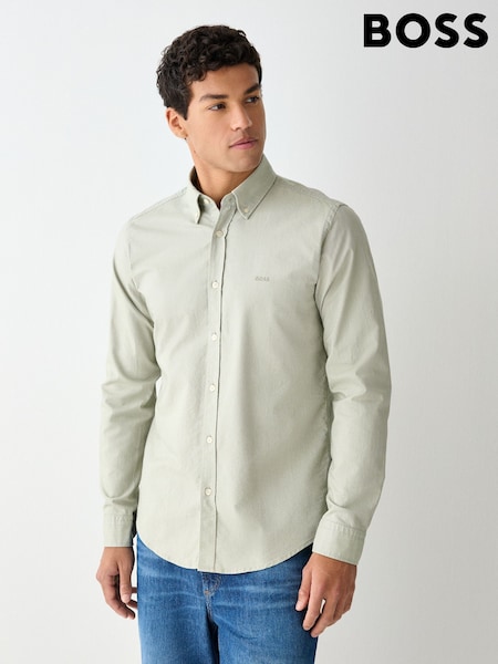 Verde - Regular Boss Rickert Regular --fit Logo Shirt