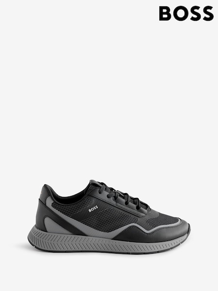 Gri - Regular Boss Titanium Contrast Trainers