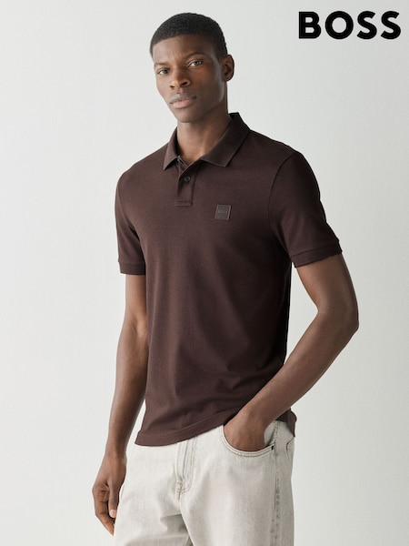 Brown - Regular Boss Slim Fit Passenger Box Logo Polo Shirt
