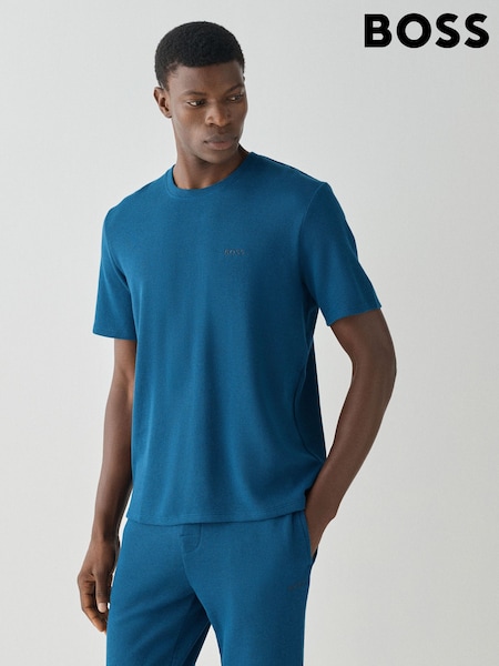 Teal Blue - Short Sleeve Boss Logo Waffle Texture T-shirt