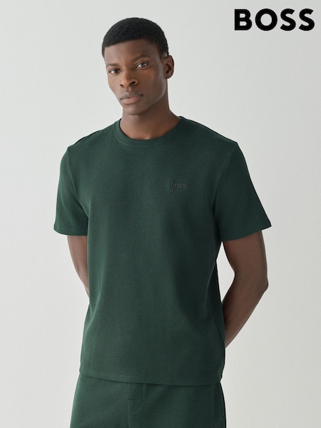 Zielony - Short Sleeve Boss Logo Waffle Texture T-shirt