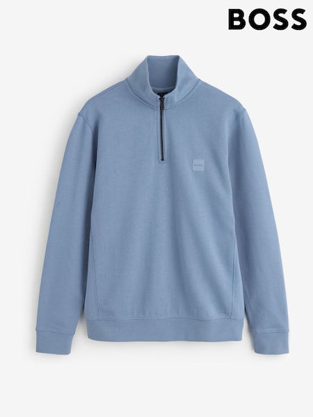 Blau - Regular Boss Zetrust Regular --fit Logo Quarter Zip Sweatshirt