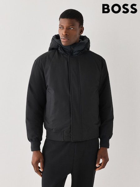 Black - Regular Boss Hooded Classic Bomber Jacket