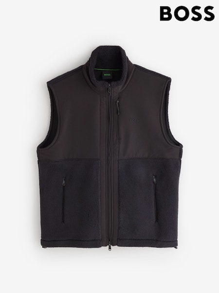 أسود - Regular Boss Hybrid Fleece Gilet