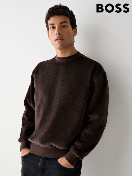 Brun - Regular Boss Chenille Crew Neck Sweat Top