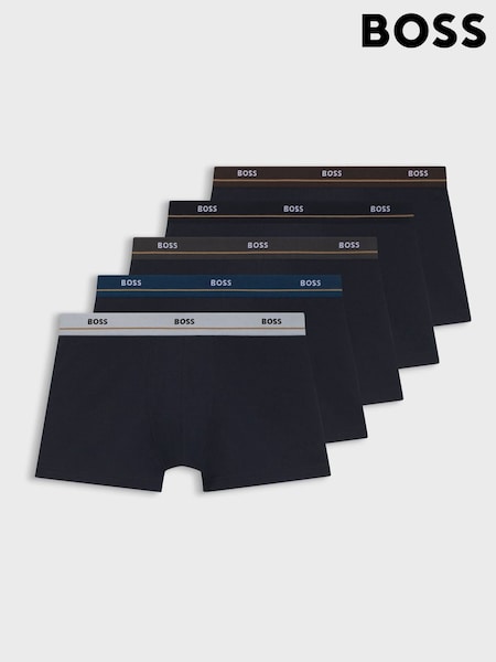 Blue - Regular Boss Essential Logo Trunk Boxers 5 Pack