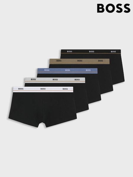 Black - Regular Boss Essential Logo Trunk Boxers 5 Pack