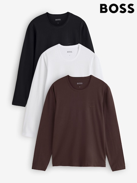 Brown - Regular Boss Classic Long Sleeve T-shirts 3 Pack