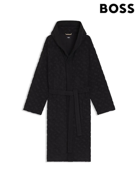 Black - Regular Boss Classic Logo Hooded Robe