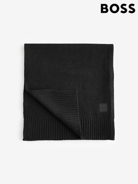 Black - Regular Boss Akaio Logo Tab Scarf
