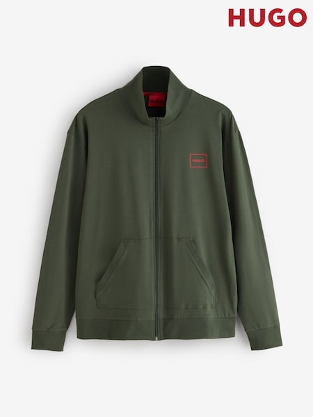 Green - Regular Hugo Box Logo Zip Through Sweatshirt