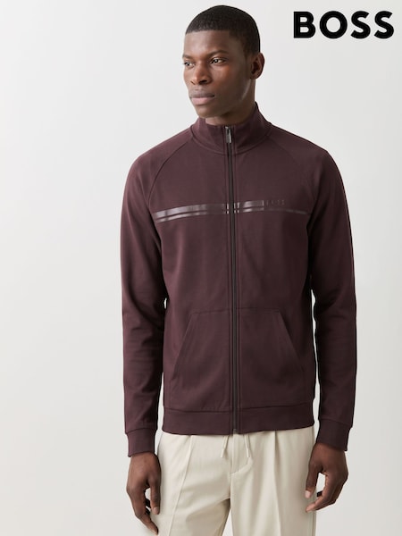 Hnědá - Regular Boss Authentic Regular --fit Logo Zip Through Sweat Top