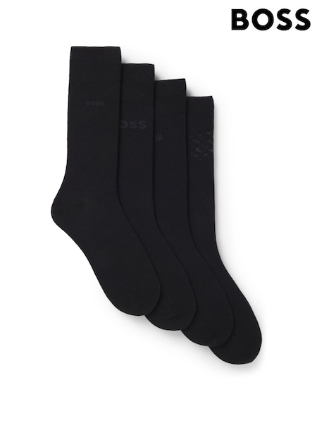 Black - Regular Boss Iconic Logo Gift Socks 4 Pack