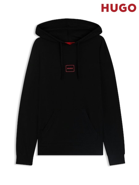 Negro - Regular Hugo Box Logo Relaxed Fit Hoodie