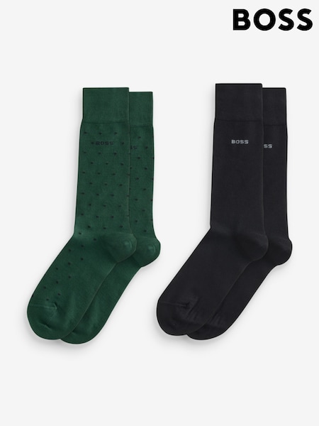 Green - Regular Boss Logo Socks 2 Pack
