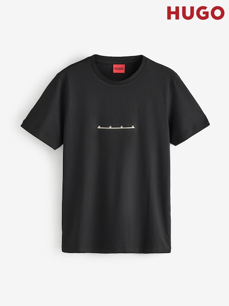 Negro - Regular Hugo Datri Metallic Logo T-shirt
