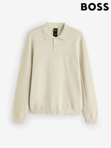 Бежевый - Regular Boss Regular Fit Momentum Knitted Polo Shirt
