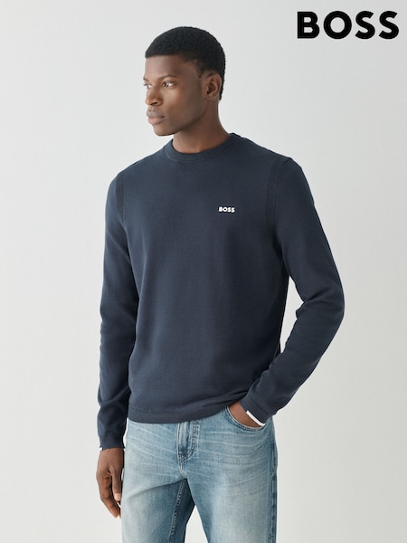 Blue - Regular Boss Regular Fit Ever Crew Neck Jumper