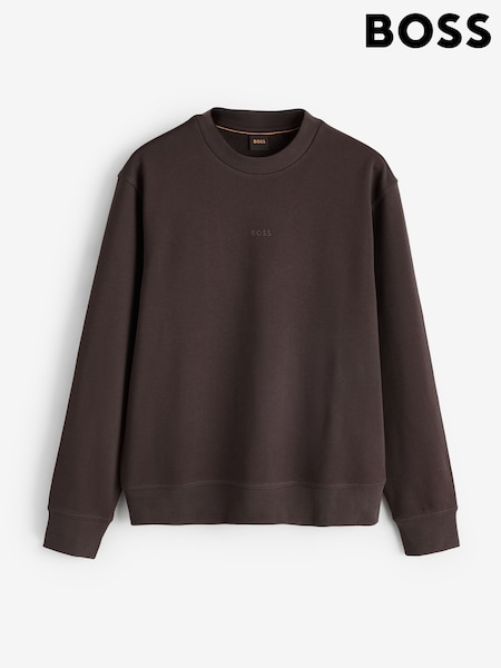 Brown - Regular Boss Regular Fit Logo Crew Neck Sweat Top