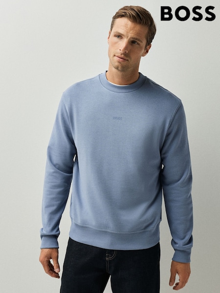 Blue - Regular Boss Regular Fit Logo Crew Neck Sweat Top