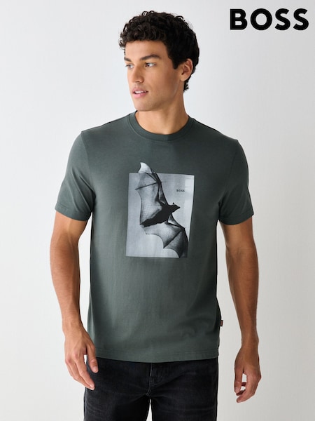Dark Green - Regular Boss Regular Fit Graphic Logo T-shirt