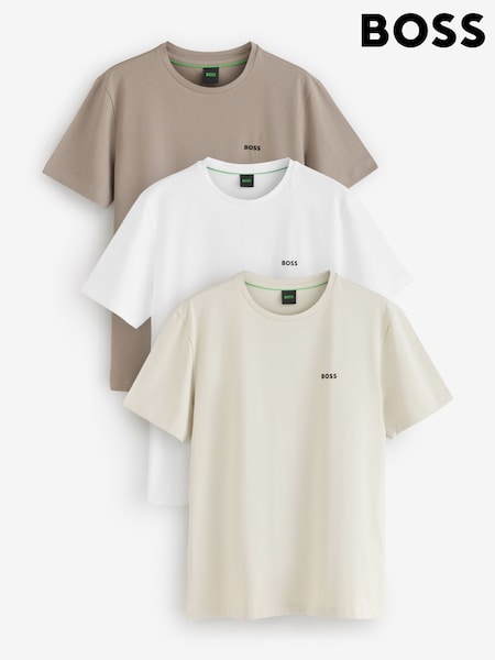 Neutral/ Brown/ White - Regular Boss Crew Neck Short Sleeve T-shirts 3 Pack