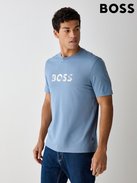 Blue - Regular Boss Regular Fit Graphic Logo T-shirt