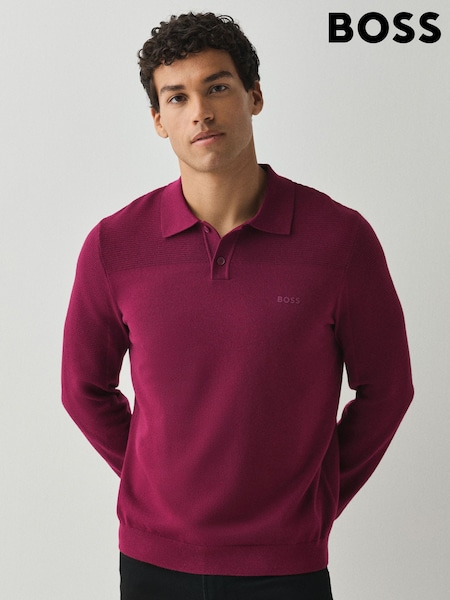 Red - Regular Boss Regular Fit Momentum Knitted Polo Shirt