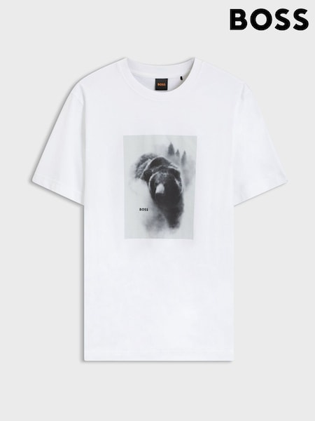 White - Regular Boss Regular Fit Graphic Logo T-shirt