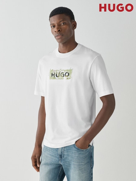 White - Regular Hugo Regular Fit Floral Logo T-shirt