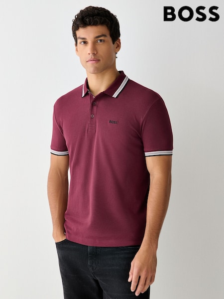 Pink - Regular Boss Regular-fit Paddy Tipped Collar Polo Shirt