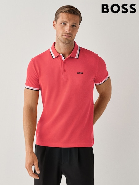 Қызыл - Regular Boss Regular --fit Paddy Tipped Collar Polo Shirt