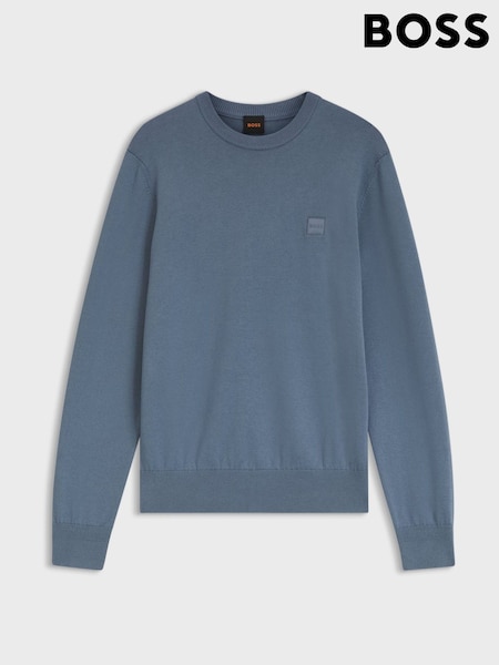 Blue - Regular Boss Regular Fit Kanovano Crew Neck Logo Jumper