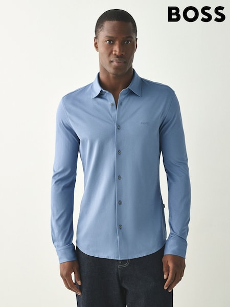 Blue - Regular Boss Regular-fit Logo Stretch Shirt