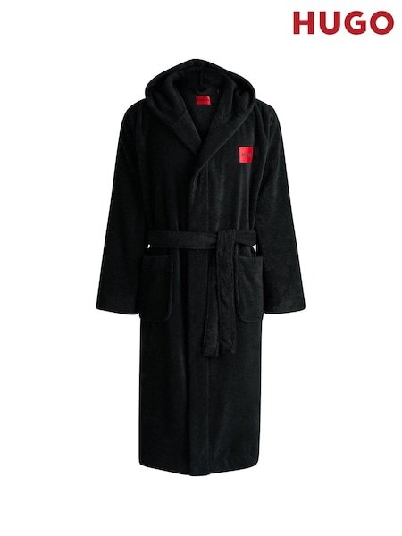 Negro - Regular Hugo Box Logo Terry Hooded Robe
