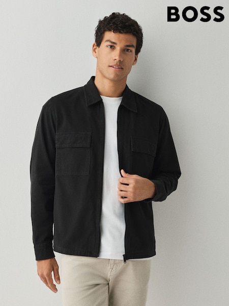 שחור - Regular Boss Lorum Regular --fit Zip Through Overshirt