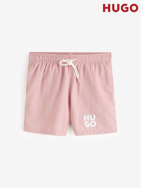 Pink - Regular Hugo Paolo Logo Swim Shorts