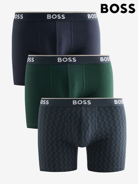 Blue/Green - Regular Boss Power Logo Hipster Boxers 3 Pack
