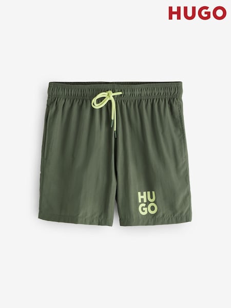 Green - Regular Hugo Paolo Logo Swim Shorts