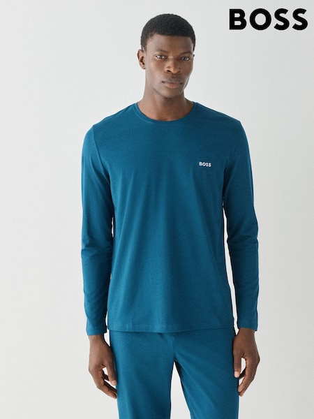 Blue - Regular Boss Long Sleeve Logo T-shirt