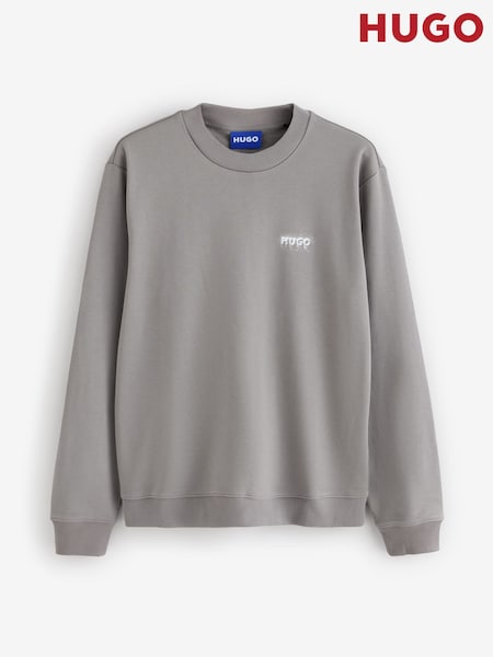 Gri - Regular Hugo Noda Crew Neck Logo Sweat Top